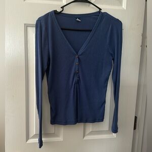 Old Navy Blue Ribbed Button Down Shirt - Size S